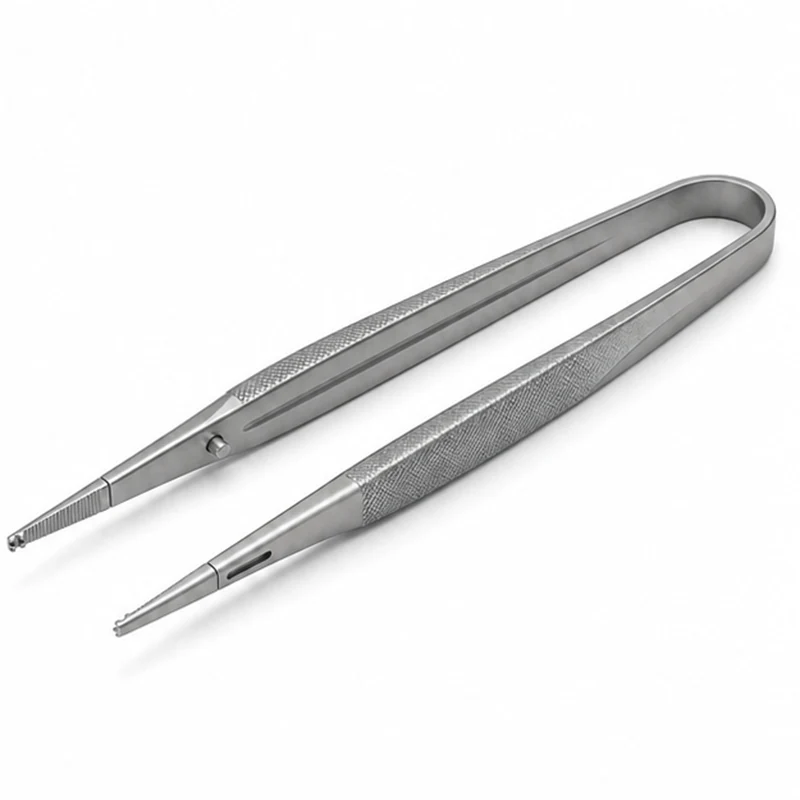Precision stainless steel tissue forceps with serrated tips